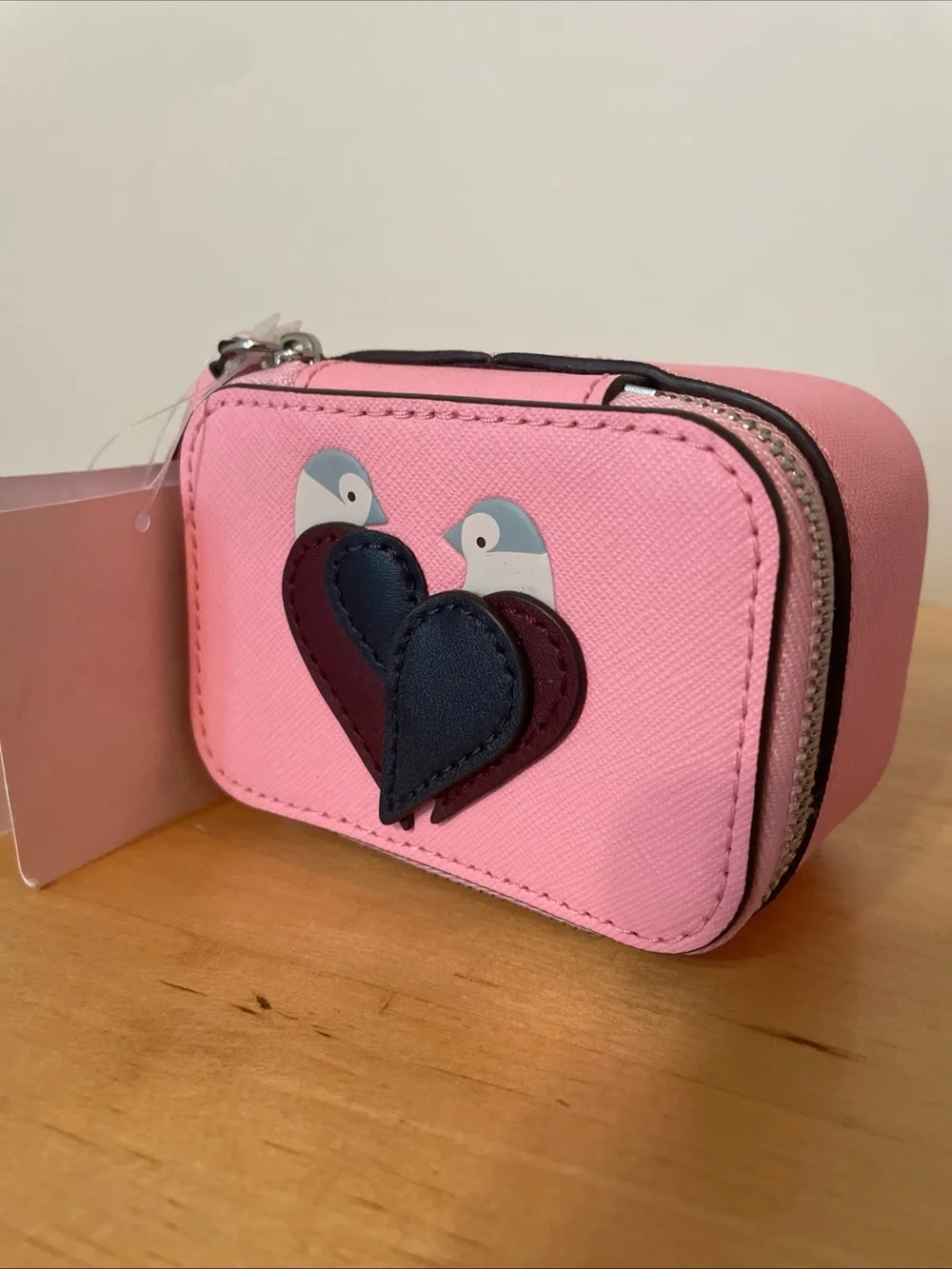 kate spade Pink “Love Birds” Heart Zip Jewelry Case NWT 💕 Rare Item